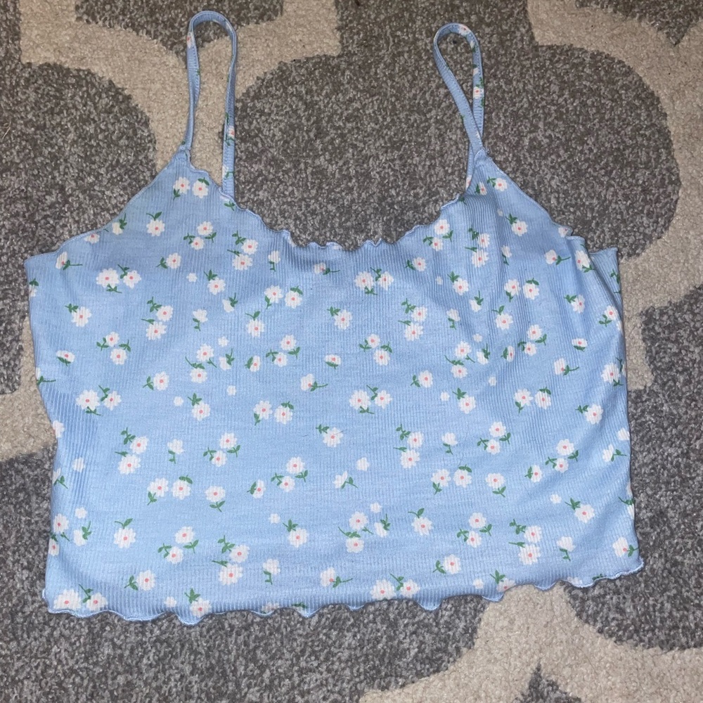 Blue floral tank top